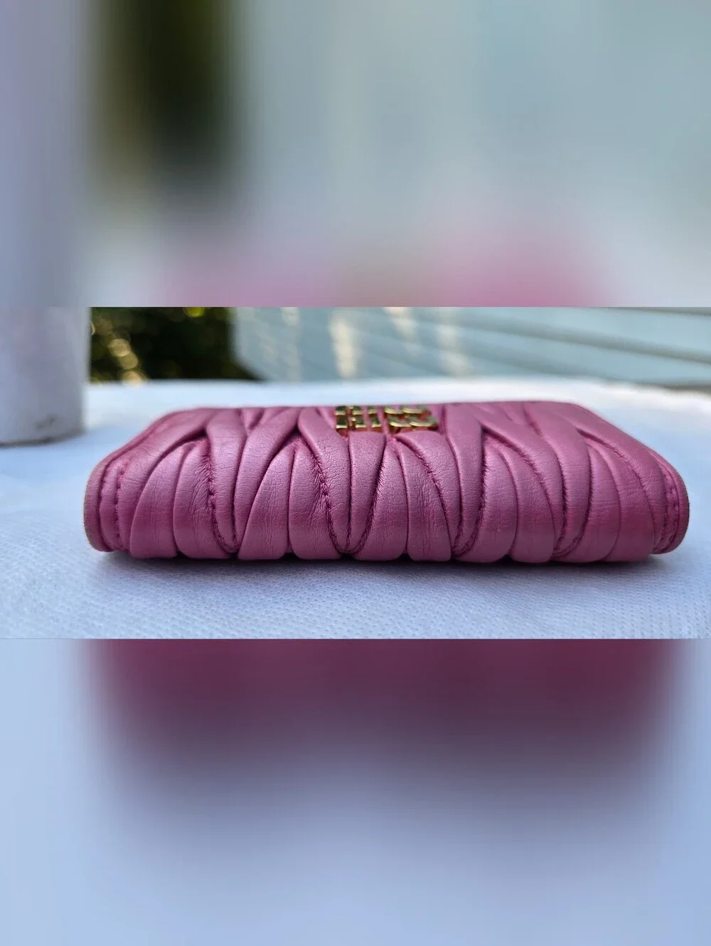 Miu Miu Pink Matelassé Mini 6 Key Case Wallet